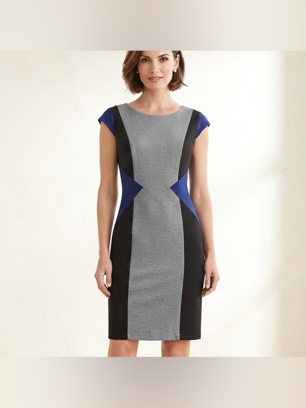 London Times Color Block Bodycon Sheath Dress Size 8